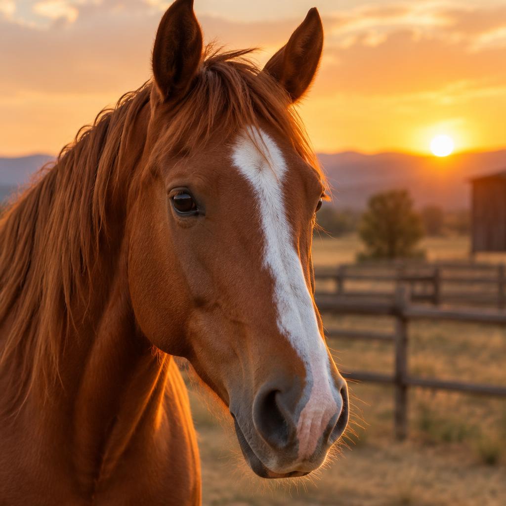 Horse at sunset